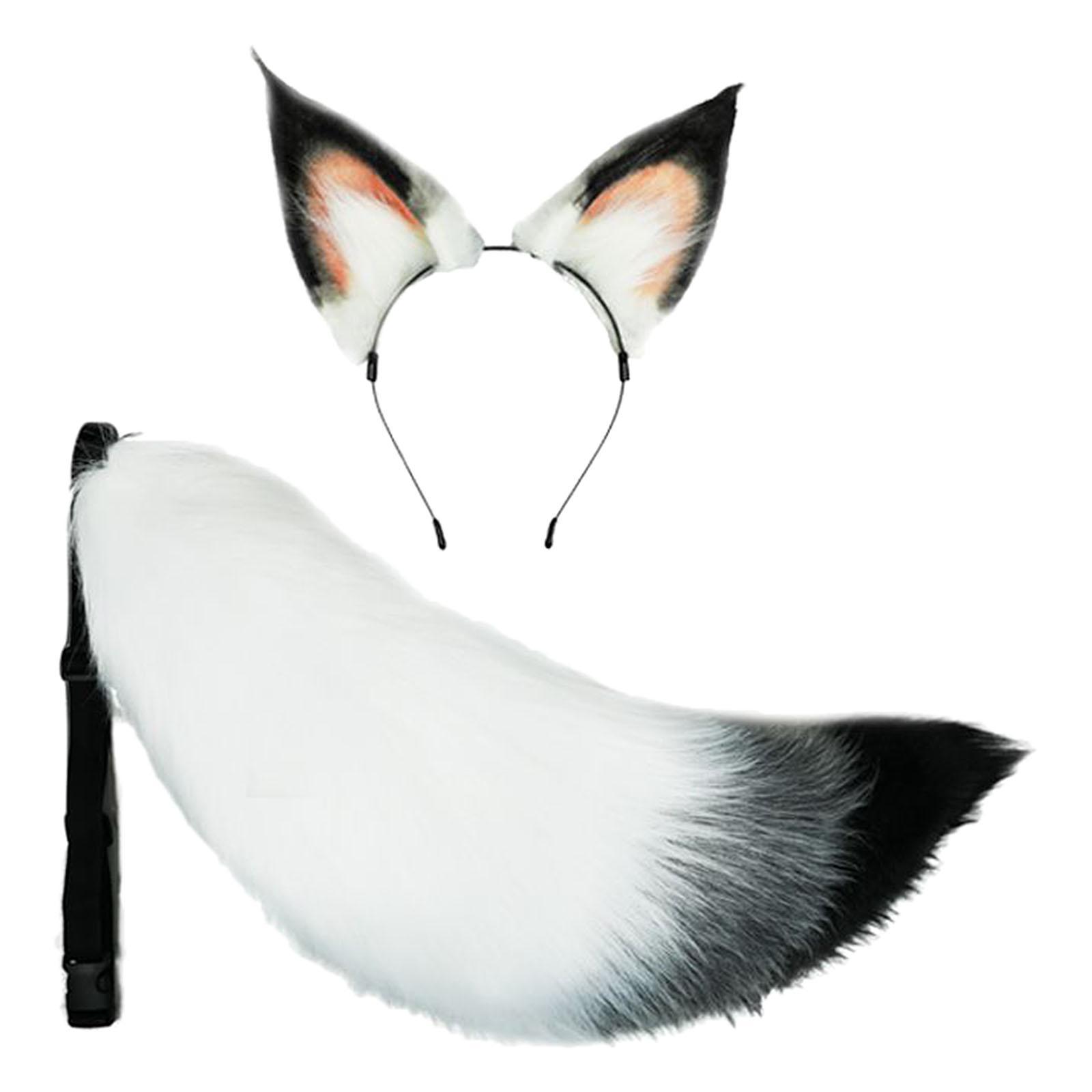 2x Plush Fox Ears and Tail Set Kids Adult Headband Cosplay Fancy Dress