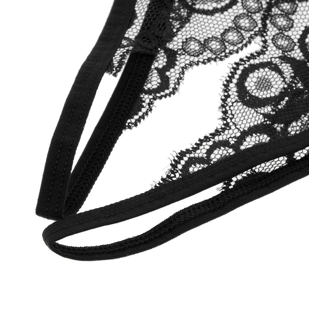 2 Pack Womens Sexy Floral Lace Thong Underwear Crotchless Panties Lingerie