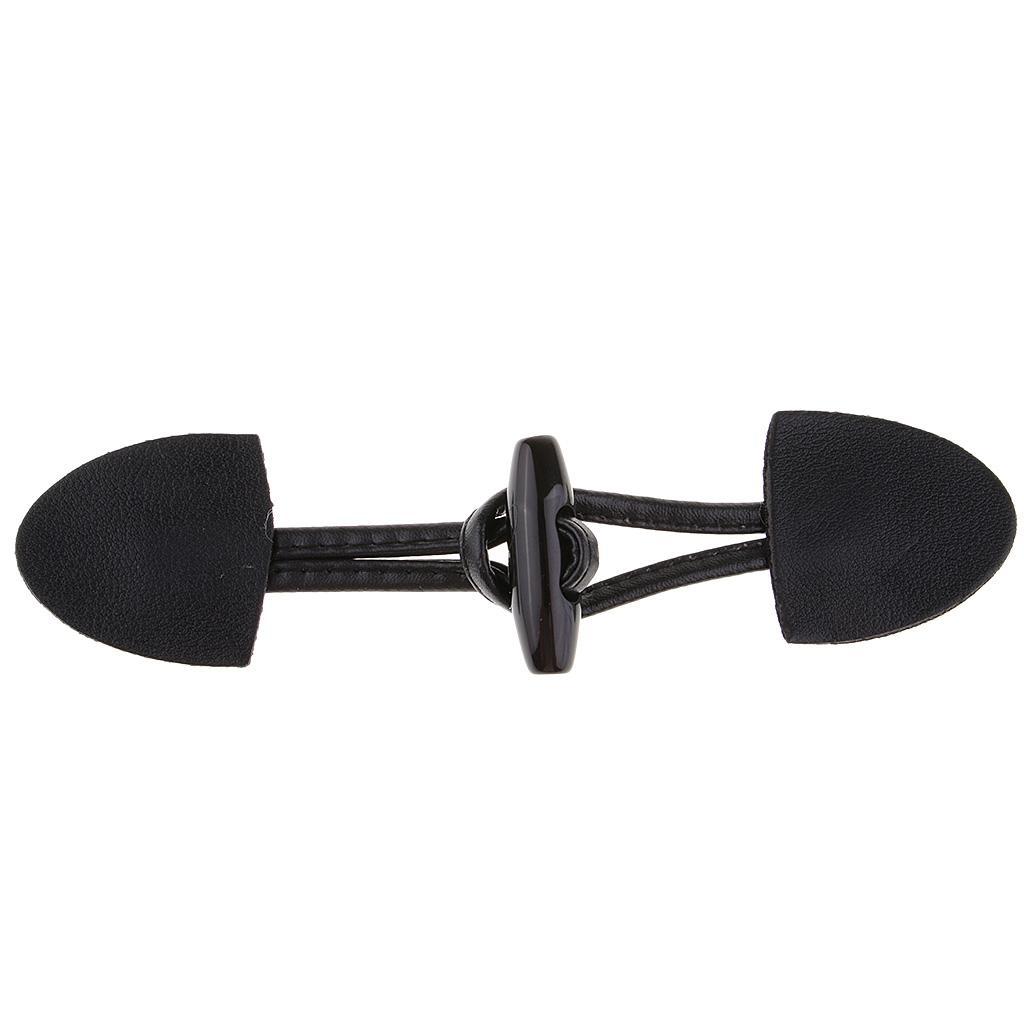 12 Pairs Retro Black Leather Horn Toggle