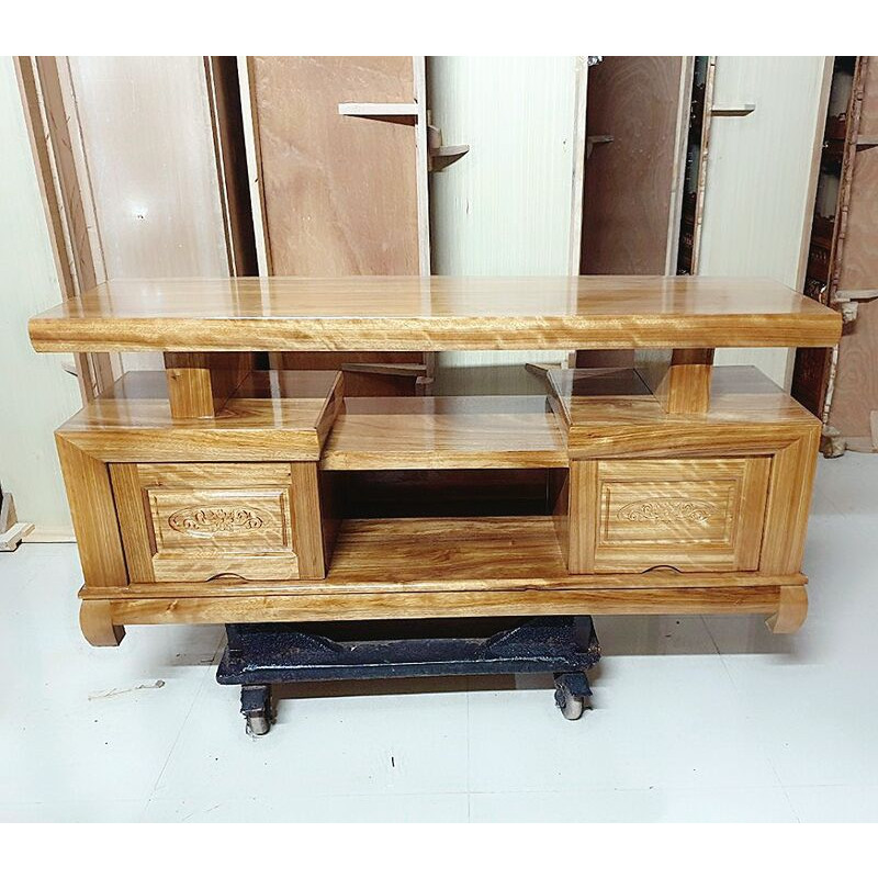Kệ tivi gỗ hương xám 1.4m, mẫu cân