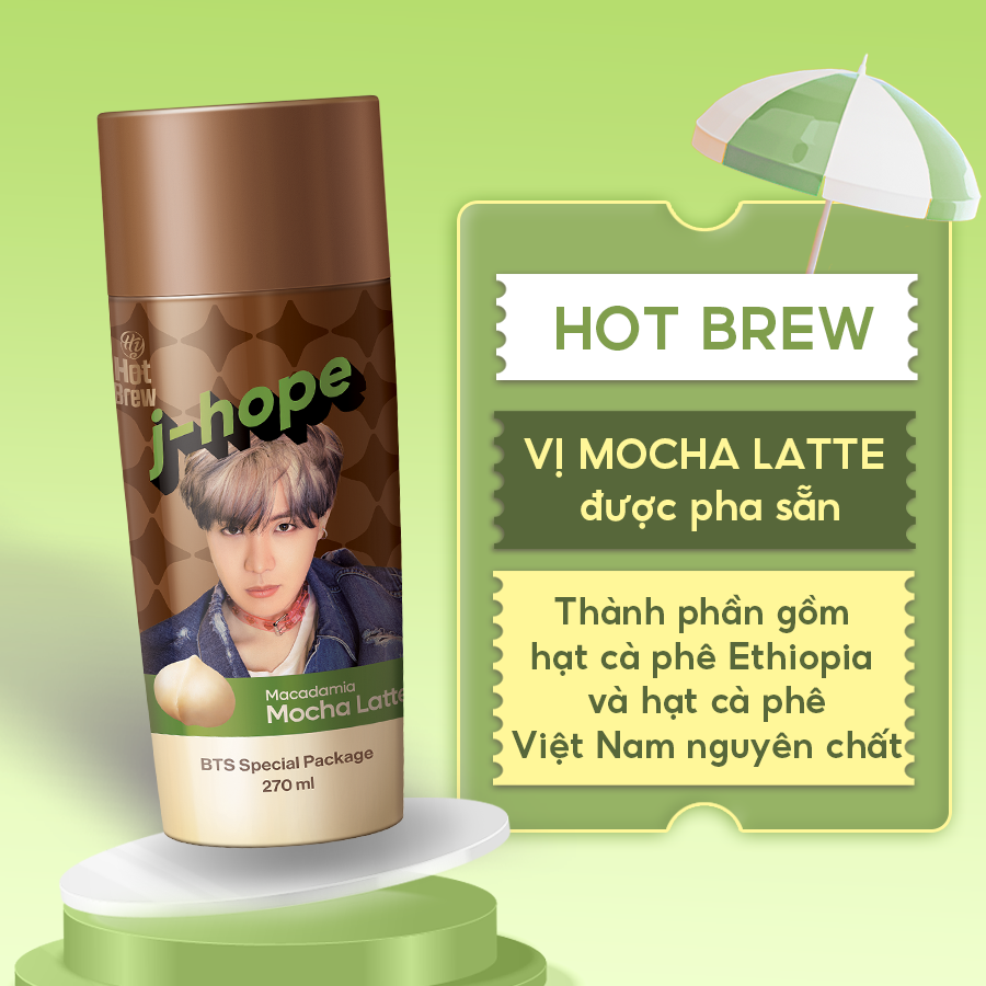 [Combo 7 chai] Cà phê Hot Brew vị Macadamia Mocha Latte Coffee phiên bản BTS - Cafe uống ngay có vị mocha, chocolate - Chai 270ml