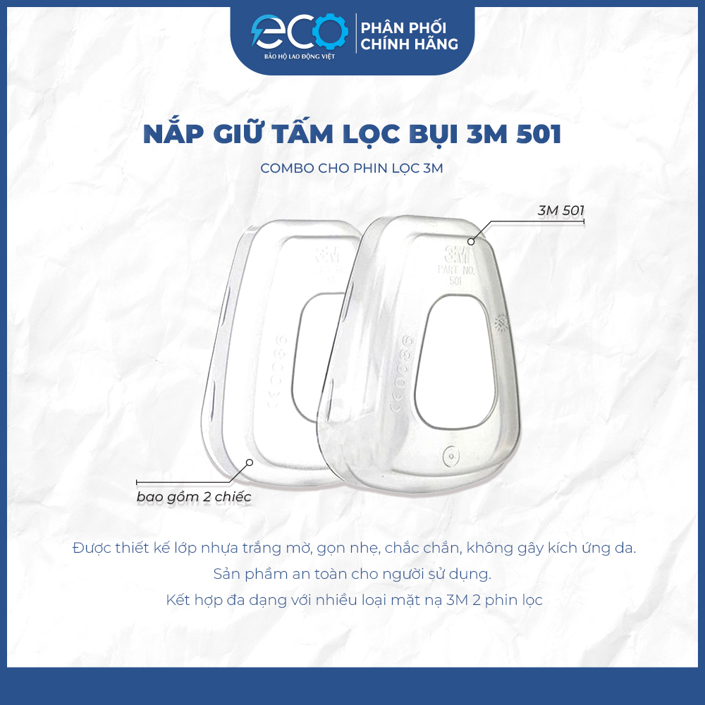 Phin Lọc 3M 6001, 6003, 6006 kết hợp tấm lọc bụi 5N11 cùng nắp giữ 501 lọc hơi hữu cơ xăng dầu phun sơn, chống độc