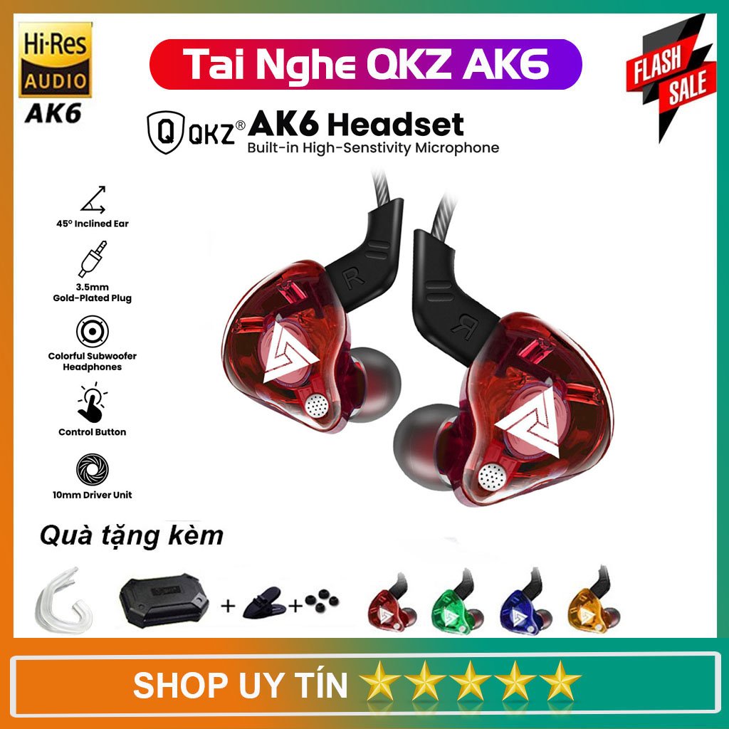 Tai Nghe Nhét Tai QKZ-AK6 Bass Siêu Khủng Âm Thanh Cực Đỉnh Chống Ồn Có Mic Đàm Thoại - Hàng Nhập Khẩu