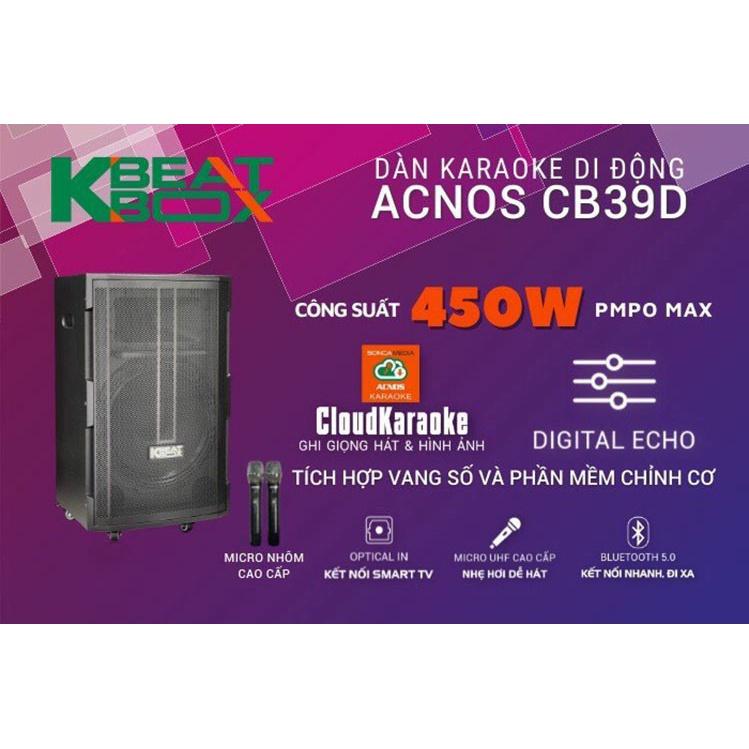 Dàn Karaoke di động ACNOS CB39D - Loa kéo bass 4 tấc - Công suất lên đến 450W - Đầy đủ bluetooth 5.0, cổng quang