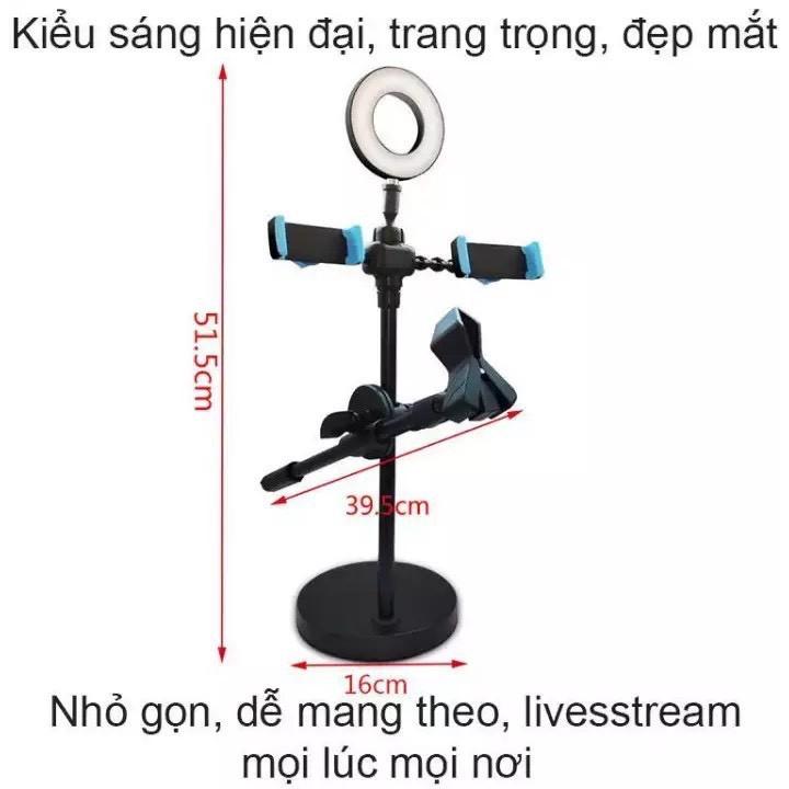 Bộ dụng cụ livestream 4in1 chuyên nghiệp cao cấp, đèn livestream tiện ích có chân đỡ micro.