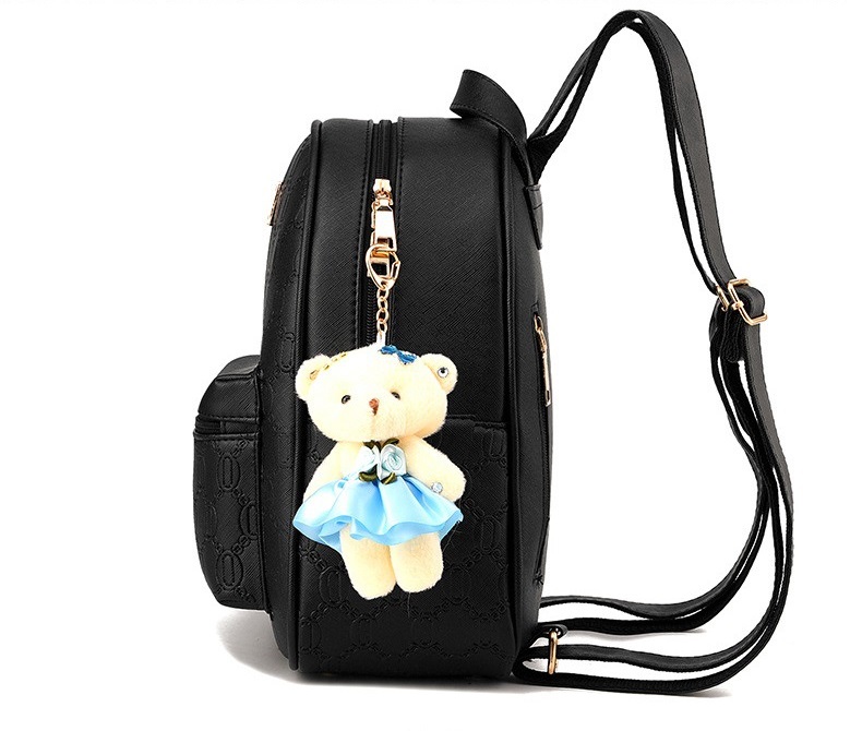 Balo da nữ Hàn Quốc tặng kèm gấu bông và ví cầm tay thời trang