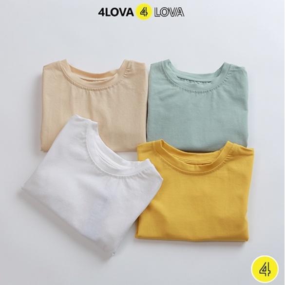 Áo thun cộc tay logo bé trai 4lova chất cotton co giãn cao cấp phong cách Hàn Quốc