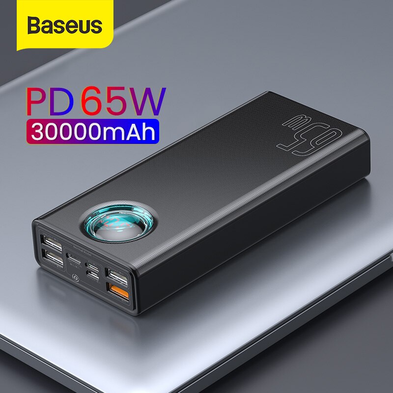 Pin sạc dự phòng đa dụng công suất cao Baseus Amblight Digital Display Quick Charge Power Bank (30000mAh, 65W, USB*4 + Type C Input/Output + Lightning + Micro USB) - Hàng Chính Hãng