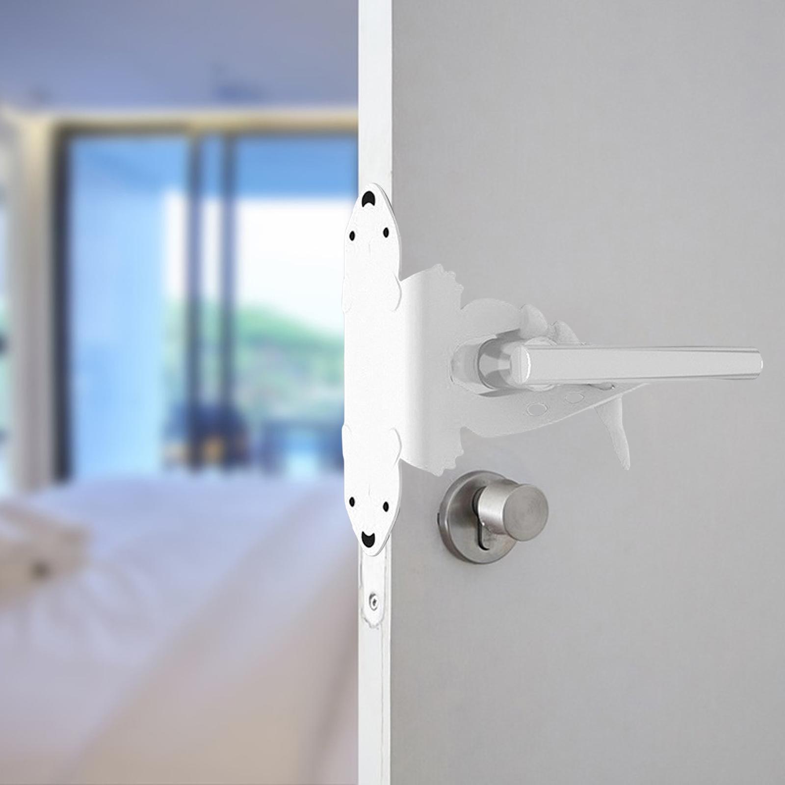 2x White Silicone Door Cushion Latch Cover Adjustable Cute Bear for Nursery