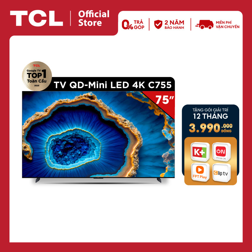 Tivi TCL QD-Mini LED 4K 75C755 - Tivi 75inch - Hàng chính hãng - Bảo hành 2 năm 