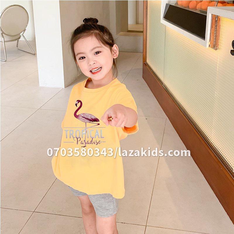 Đồ bộ bé gái size đại 25kg 30kg 40kg 45kg in HỒNG HẠC mặc siêu xinh dễ thương cotton 100% LAZAKIDS