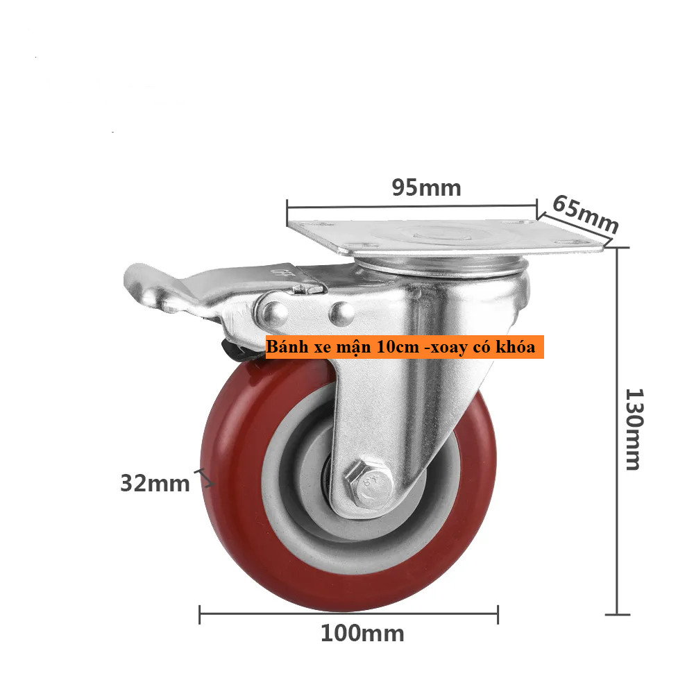 Combo 4 bánh xe đẩy hàng chịu lực cao - 2 bánh xoay và 2 bánh xoay có khóa
