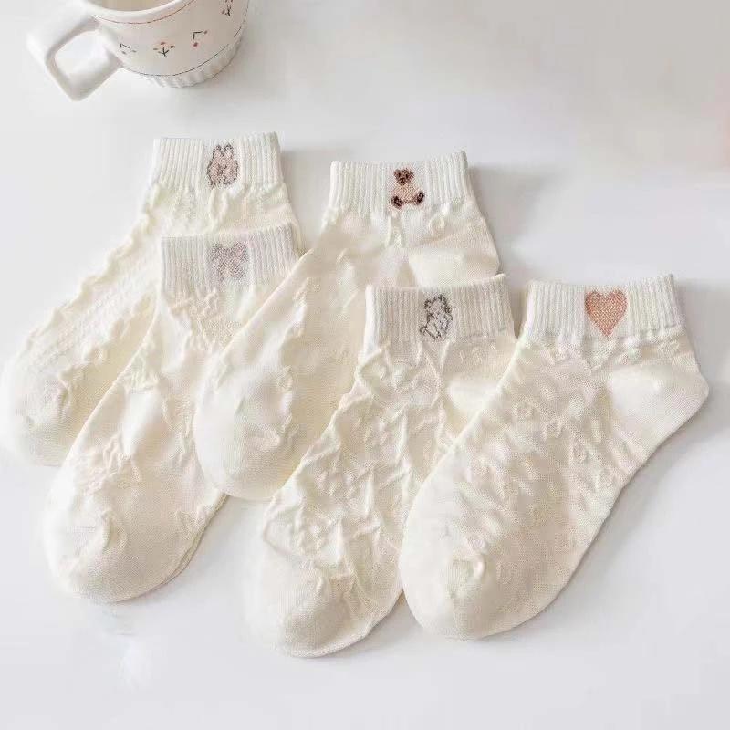 Vớ Thể Thao Bằng Cotton Mềm Mại Thoáng Khí Khử Mùi In Họa Tiết Dễ Thương Cho Nữ