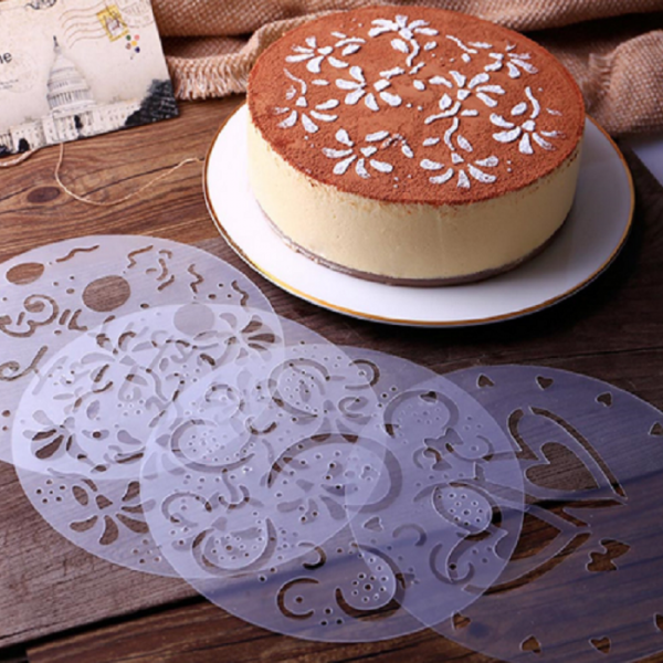 4 Pieces Cake Spray Mold, Craft Cake Decorating Coffee Bakery Stencils