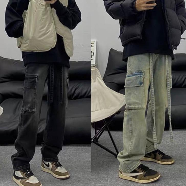 Quần jean cargo pant ống rộng unisex , cargo pants cạp thấp nam nữ , quần túi hộp phong cách y2k - gin store