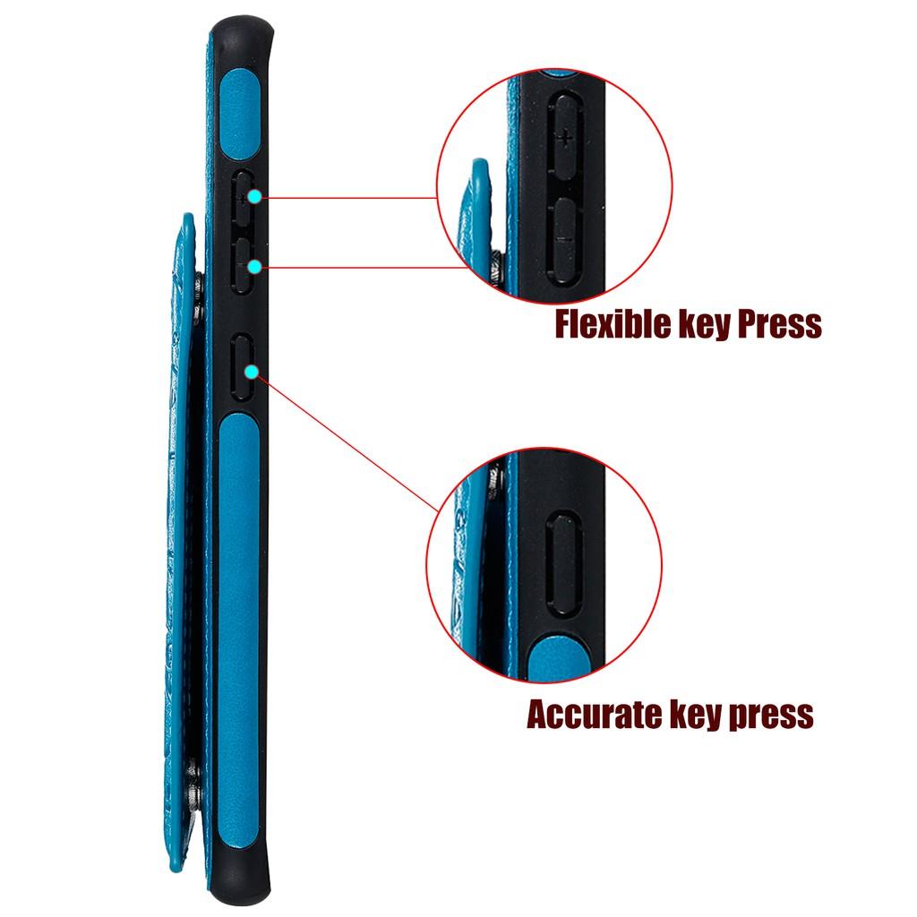 Bao da điện thoại nắp lật dạng ví họa tiết dập nổi 3D có ngăn đựng thẻ cho Samsung Galaxy S10 S9 S8 Plus S10+ S9+ S8+