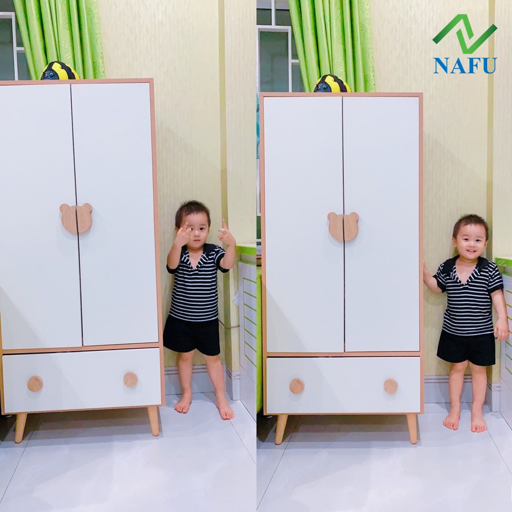 Tủ Quần Áo Trẻ Em Bear Shelf Thông Minh Nhỏ Xinh Hiện Đại NAFU GP123