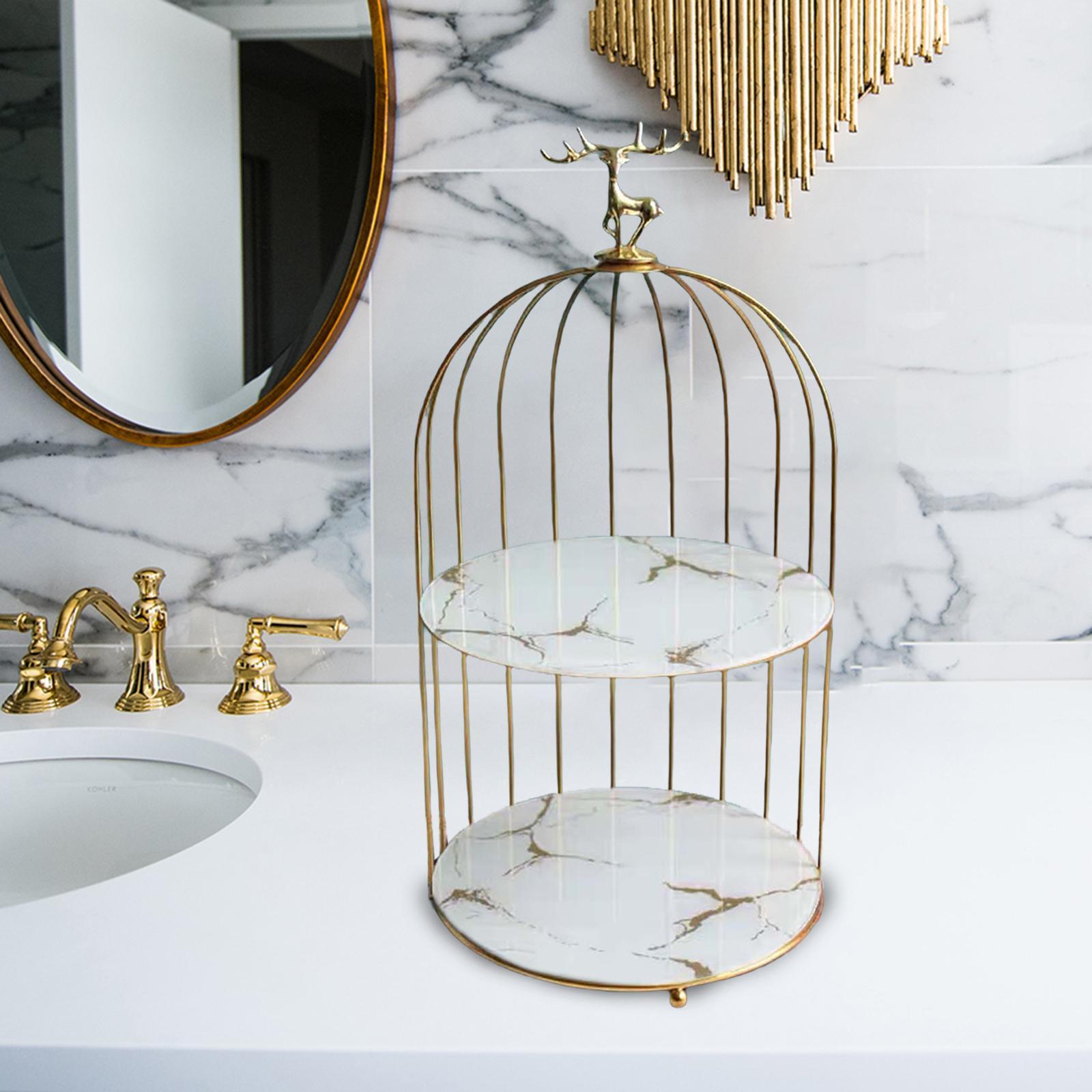 2 Pieces Bird Cage Cosmetic Storage Racks Dresser Makeup Organizer Shelves