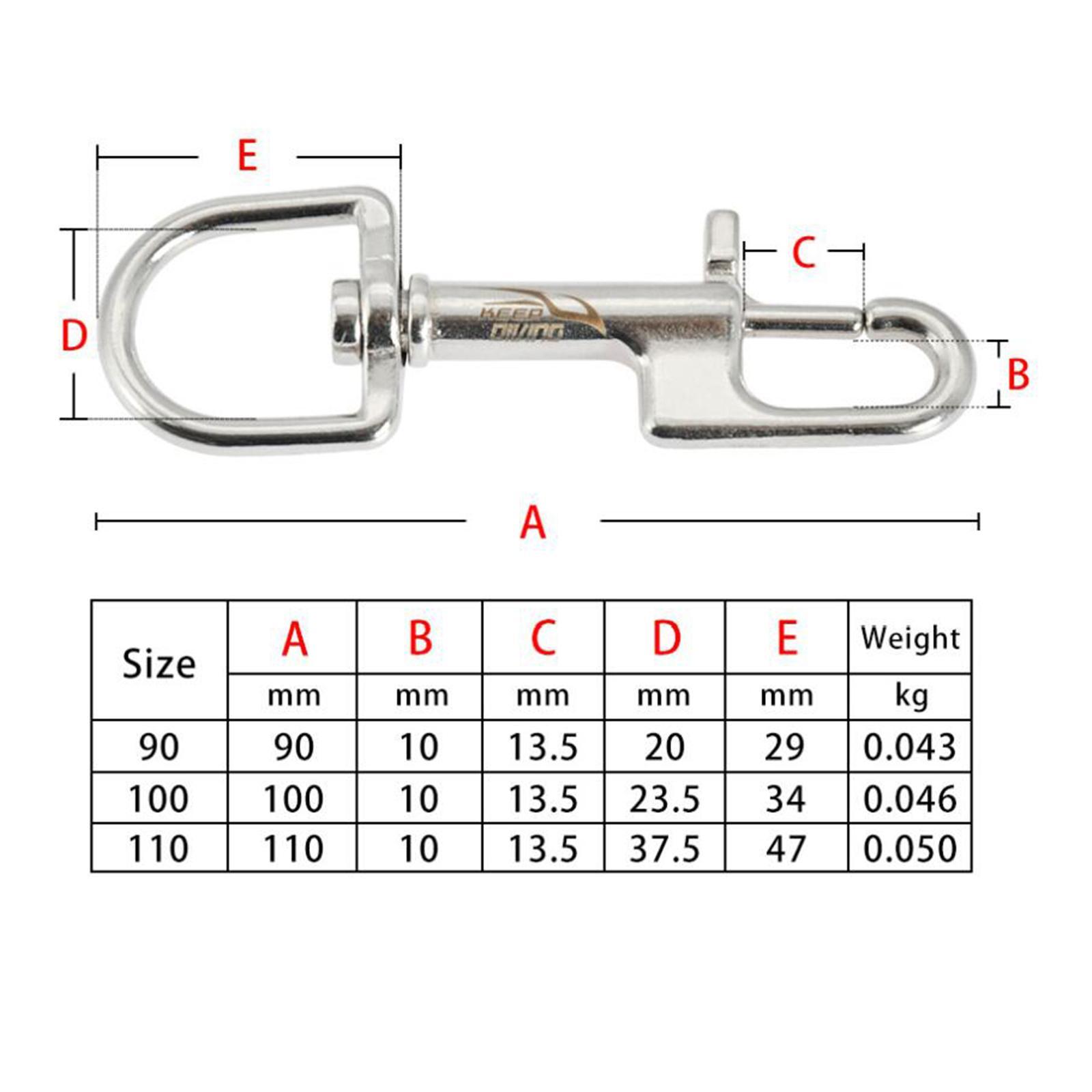 3-5pack Stainless Steel Swivel Bolt Snap Hook Clip Scuba Diving 100mm Single