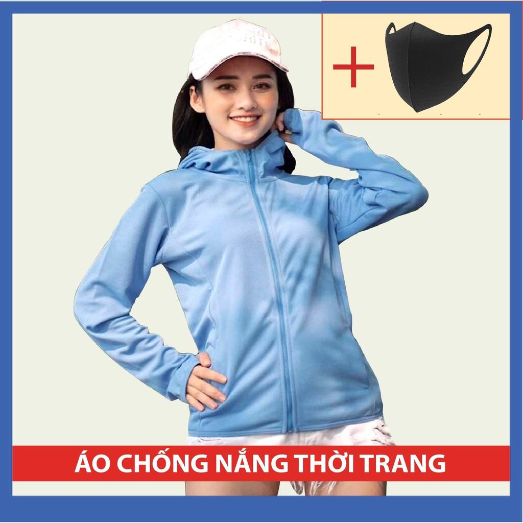 Áo Khoác Chống Nắng Nữ Thời Trang Cao Cấp Có Mũ Trùm Tay Xỏ Ngón Khóa Kéo Vải Mềm Không Nhăn Được Chọn Màu