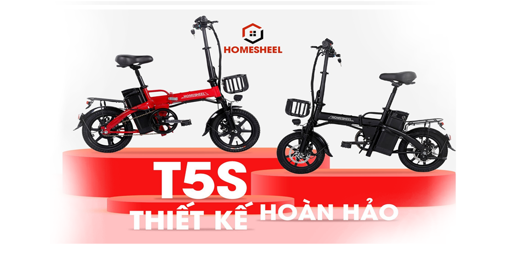 Xe Đạp Điện Gấp Homesheel T5S 10AH ( Trắng) _Chính hãng mới nhất năm nay