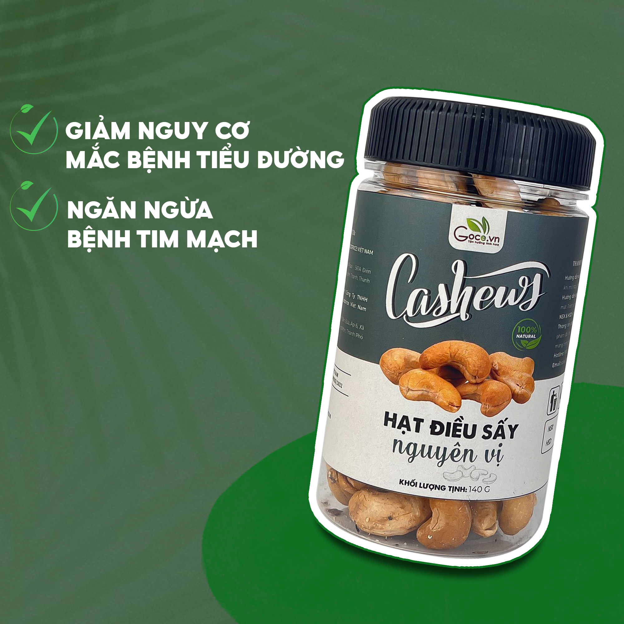 Hạt điều rang muối không vỏ lụa Goce - 140g