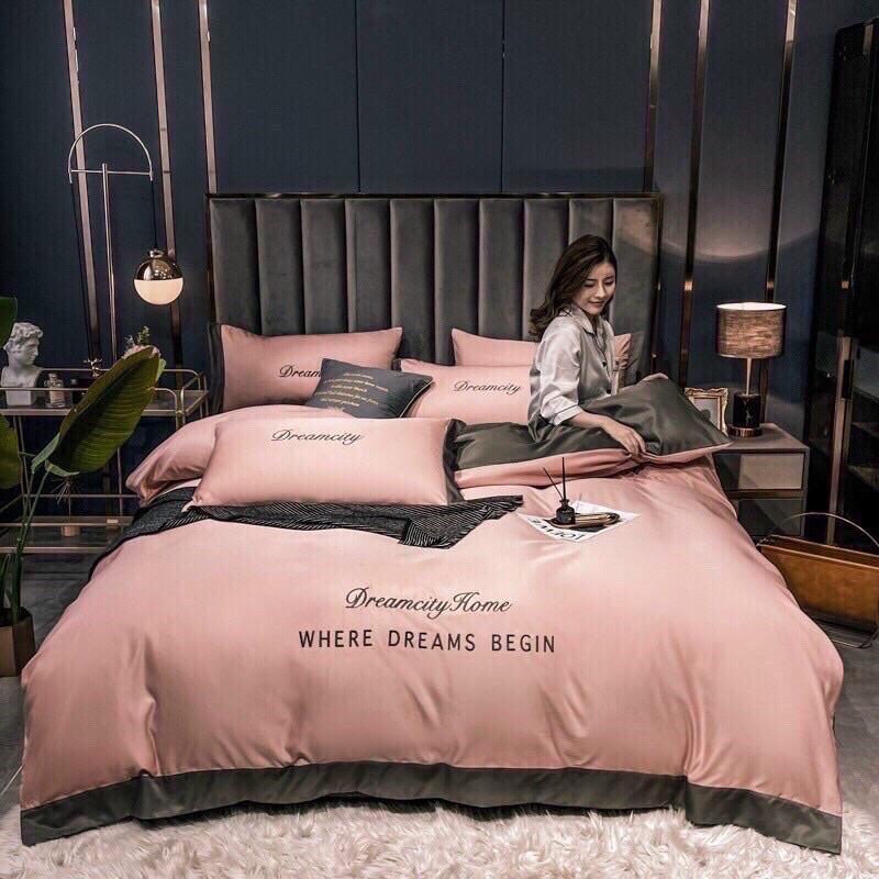 Bộ Chăn Ga Gối Phi Lụa DREAM CITY cao cấp 4 Món - Mềm Mịn Thoáng Mát -
