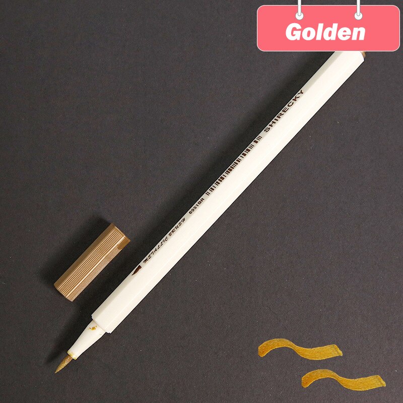 Bút lông mềm cây lẻ Lalunavn 10 màu sắc đầu Brush có nhũ STA Metallic Marker Pen Drawing - A13