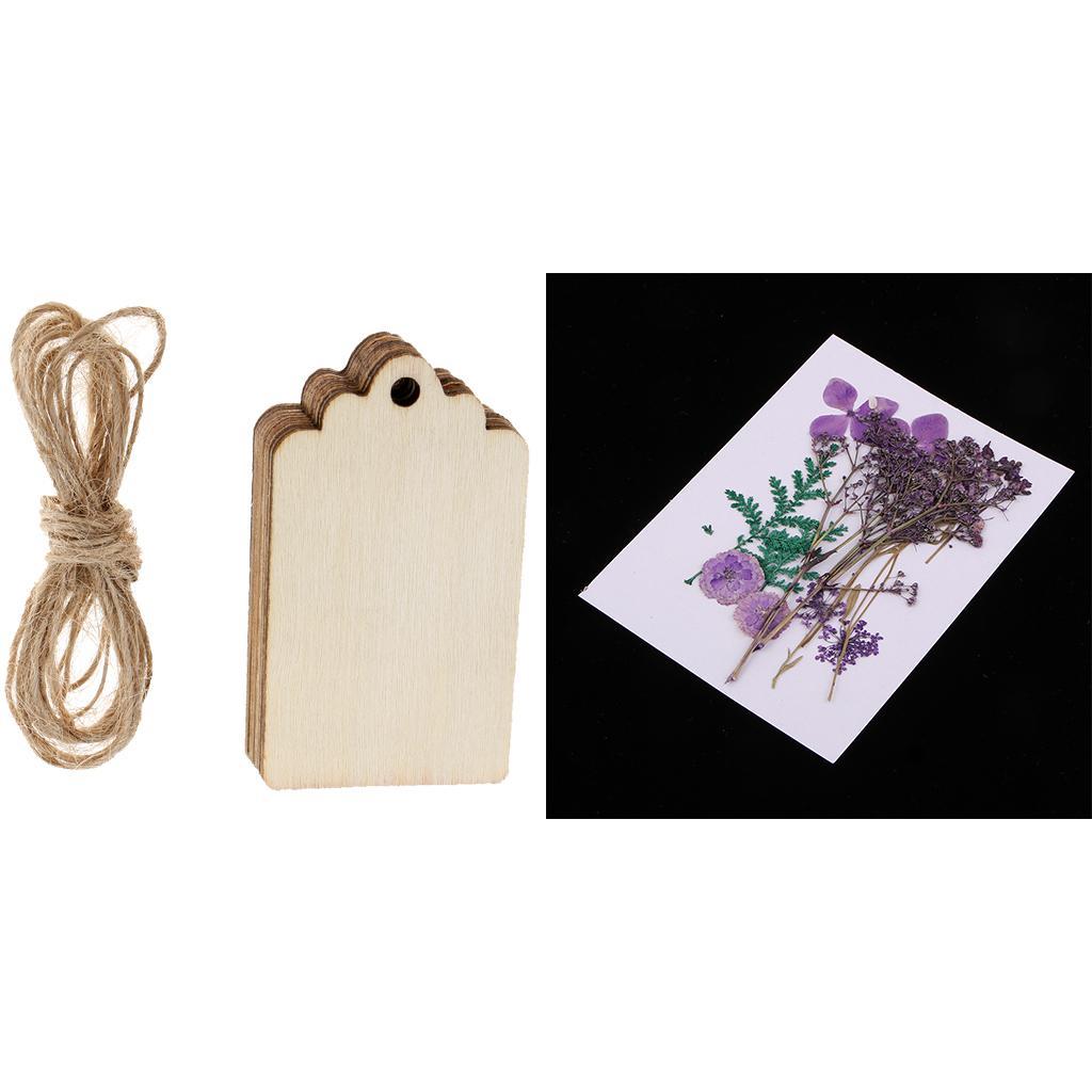 10Pieces Unfinished Wood Tags Wooden Gift Tags With 1 Bag Dried Flowers