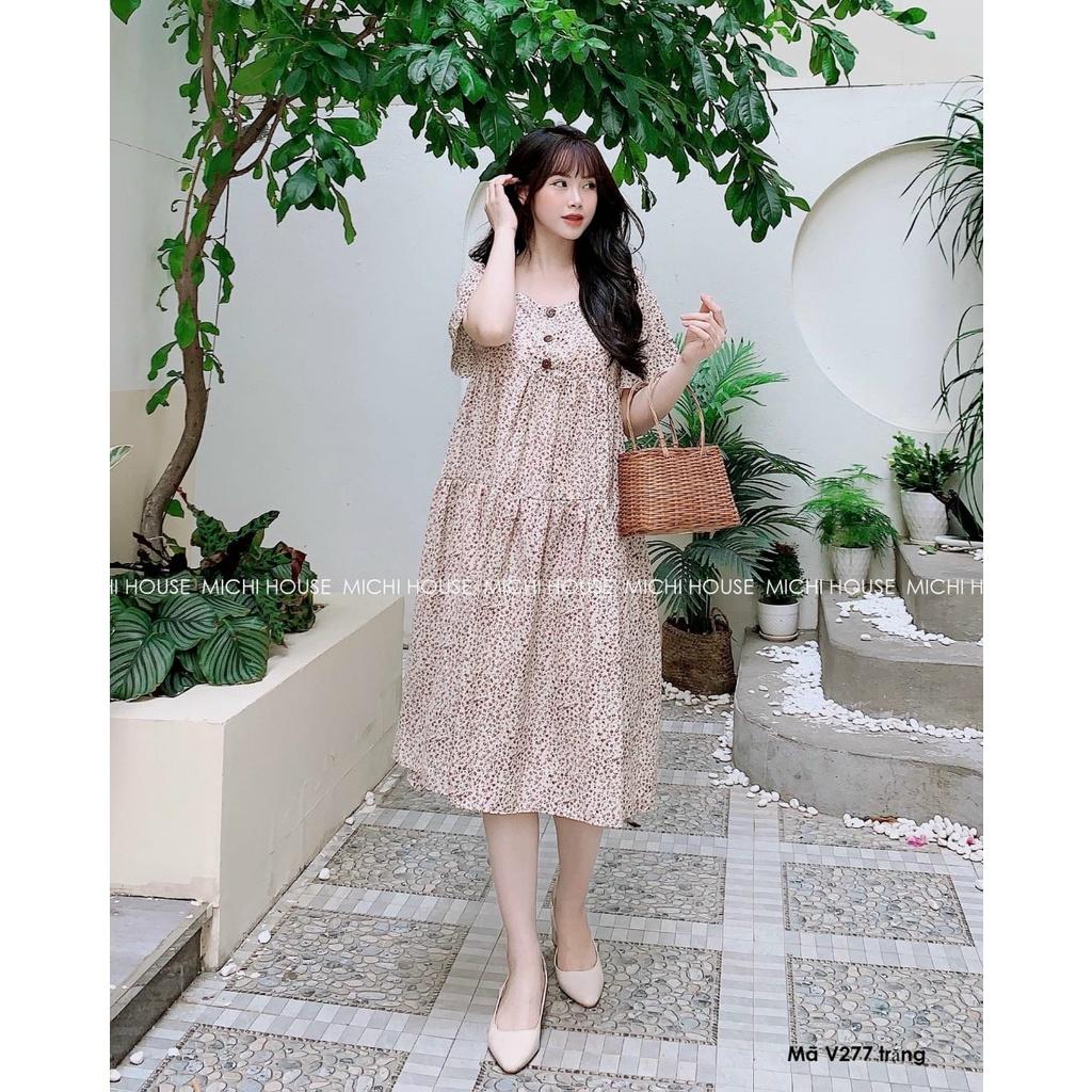 Đầm bầu công sở thiết kế - váy bầu cao cấp hoa nhí xinh xắn mùa hè