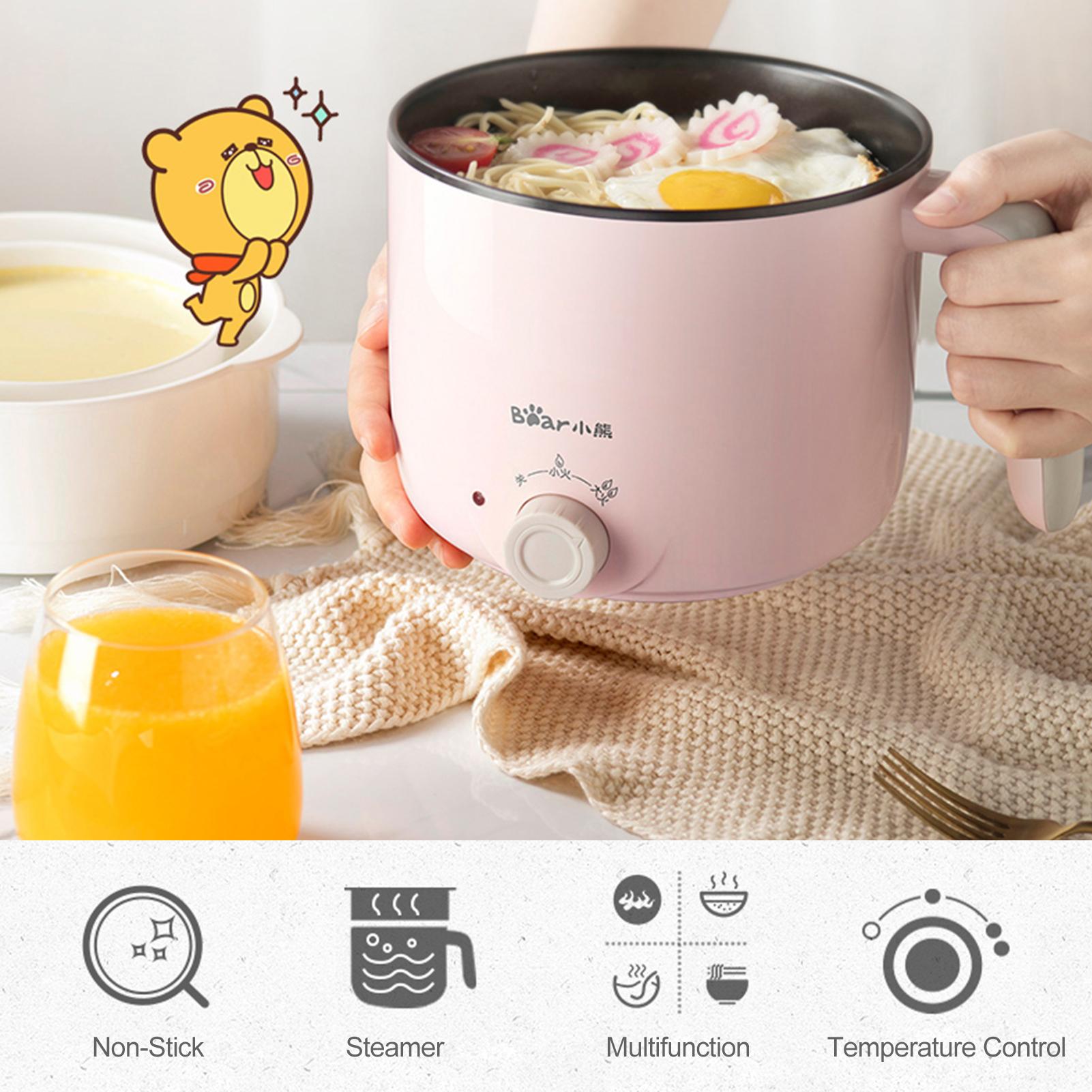 Lẩu điện đa năng dung tích 2.2L, Lòng nồi chống dính tiện lợi bằng thép không gỉ chất lượng cao bên trong và nắp kính chống ố