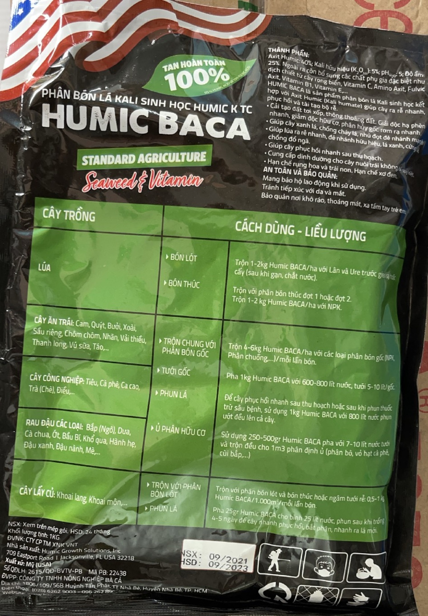 Phân bón sinh học HUMIC BACA - gói 1 KG