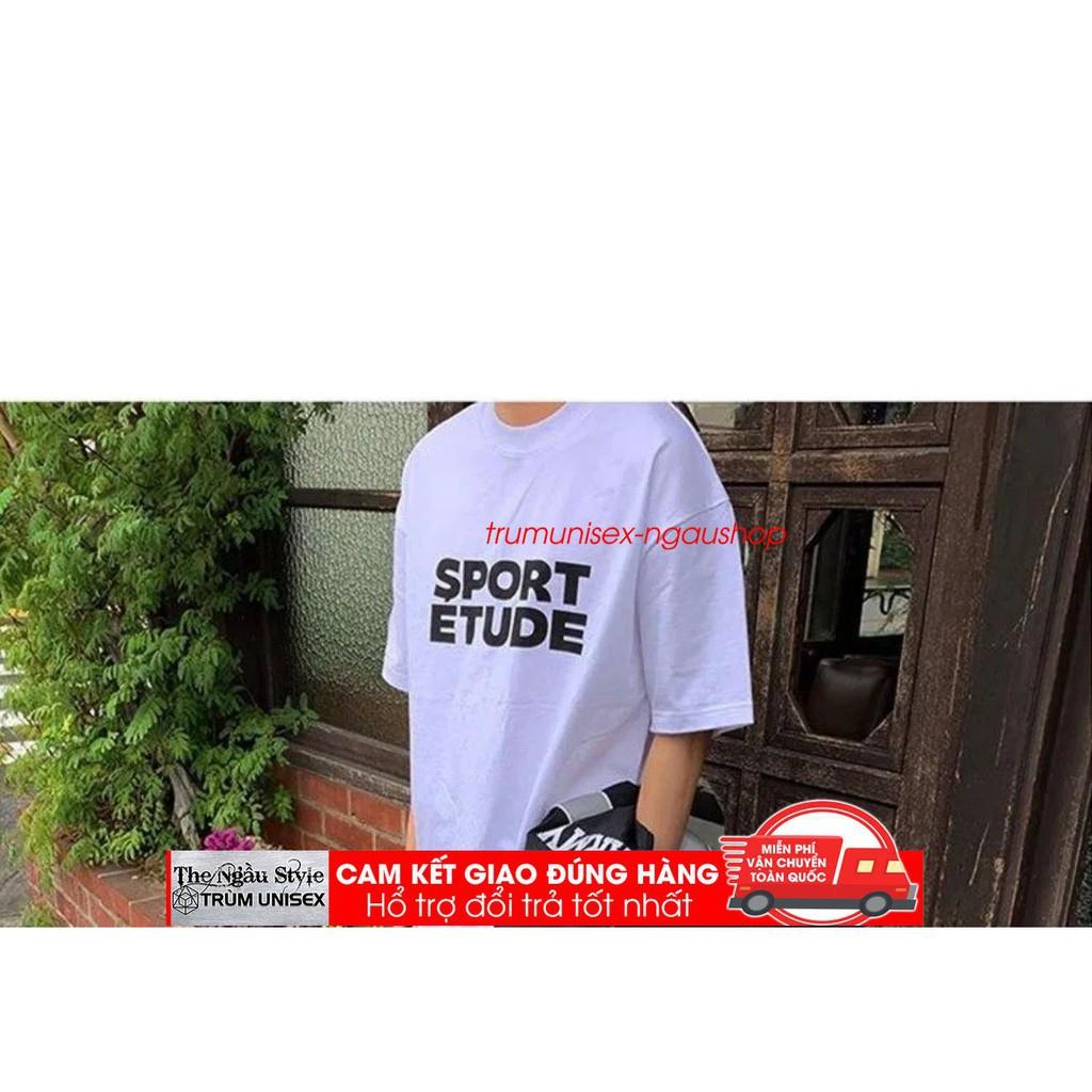 Hình Thật Áo thun Stee nam tay lỡ unisex form rộng overtee In Decal chữ SPORT chất vải cotton xịn Ngaushop Trumunisex