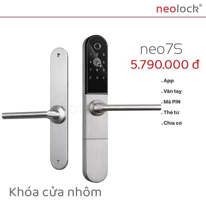 Khóa cửa vân tay thông minh cao cấp cho cửa nhôm xingfa, mở qua APP, thẻ từ, cấp mã mở khóa từ xa Neolock - NEO7S