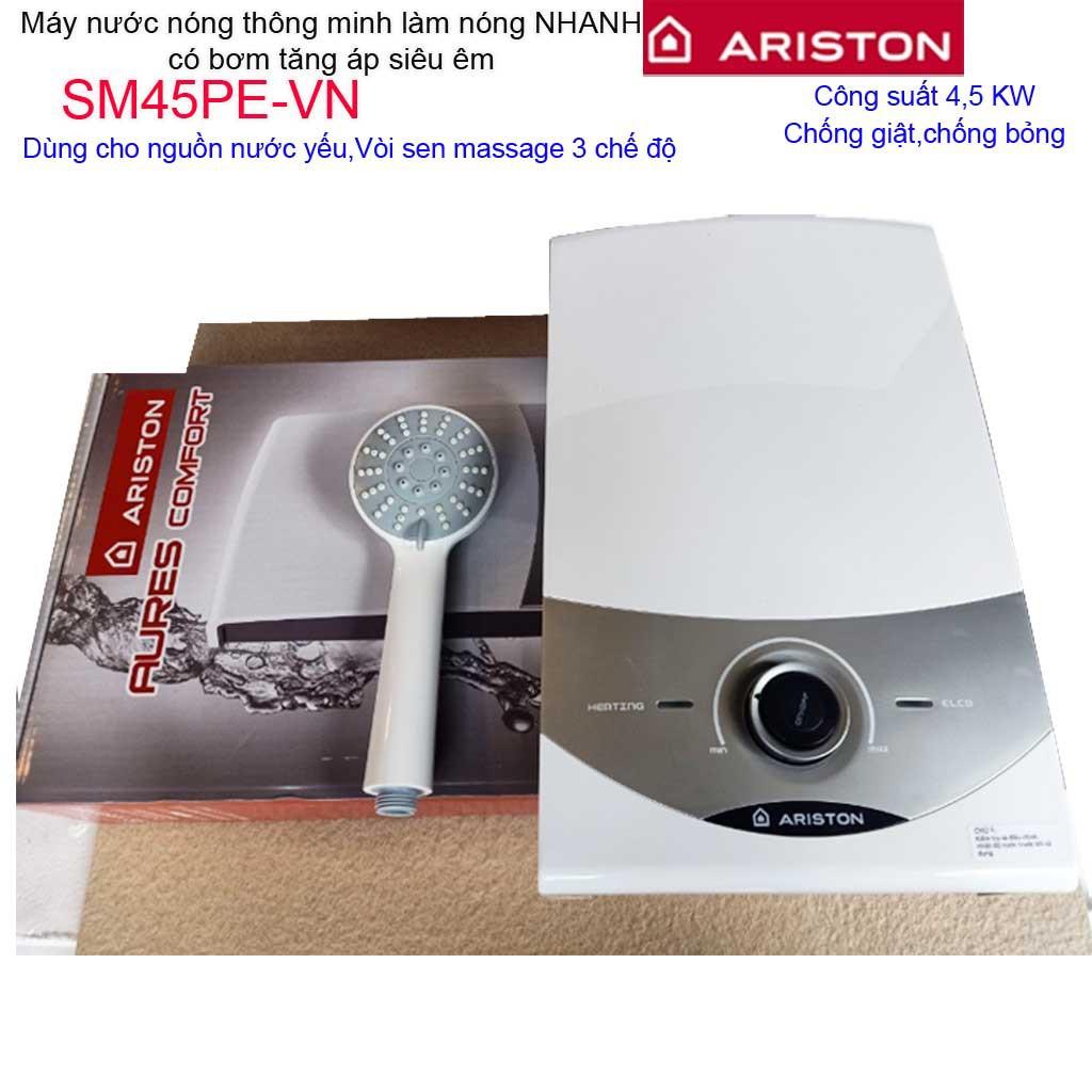 Máy nước nóng Ariston, máy nước nóng trực tiếp có bơm Ariston Aures SM45PE