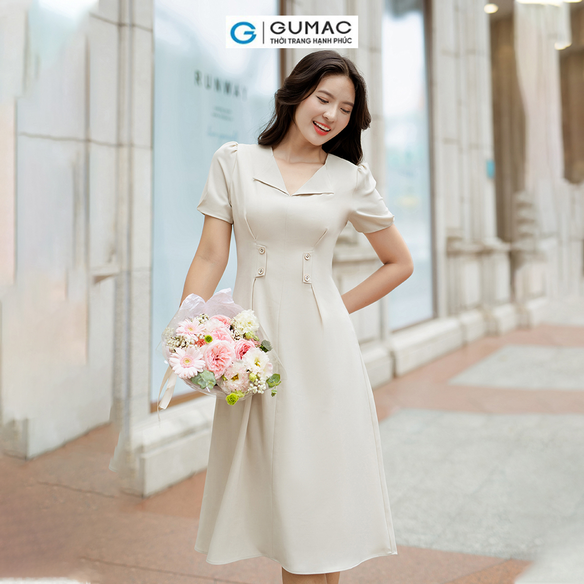 Đầm xếp ly eo phong cách thời thượng thời trang GUMAC DD06028