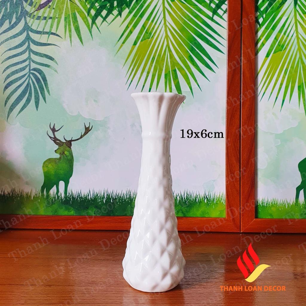 Bình hoa gốm sứ Bát Tràng cao 16 cm - 19 cm - Lọ hoa mini decor trang trí để bàn - Men sứ sương trắng