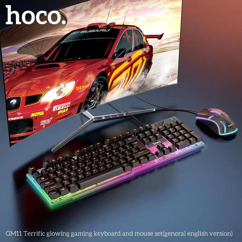 Combo Bộ bàn phím và chuột gaming chơi game cao cấp Hoco PC11 LED RGB cho game thủ - hàng chính hãng