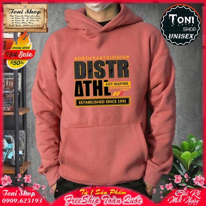 ÁO HOODIE CHỮ DISTR - In Pet Siêu Bền Siêu Đẹp - Full Size Full Màu