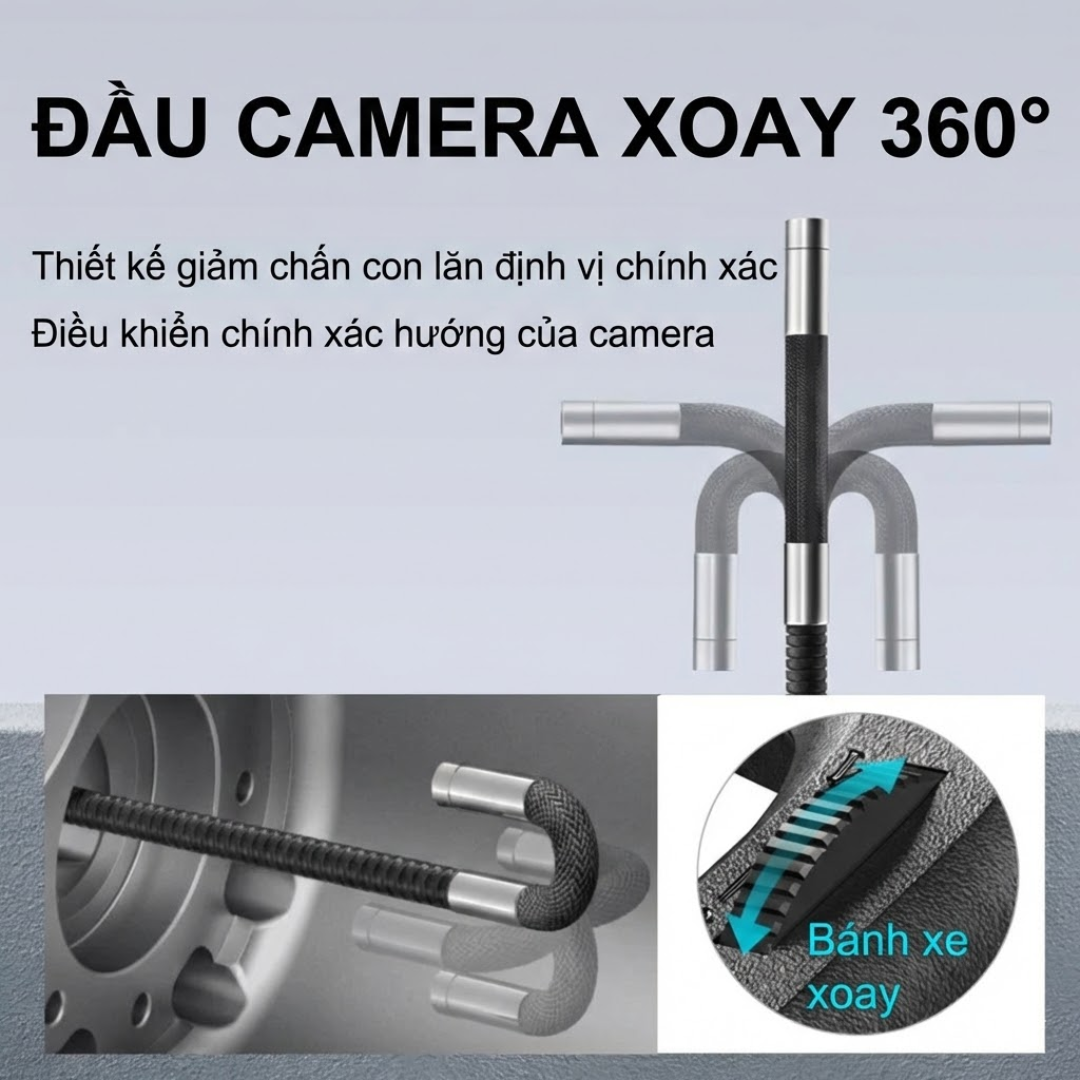 Camera Nội Soi Công Nghiệp Màn Hình IPS 5.0 inch, Xoay 360 Độ, Ống Kính Đơn 6mm P370 Dài 1.5m - Hàng Nhập Khẩu