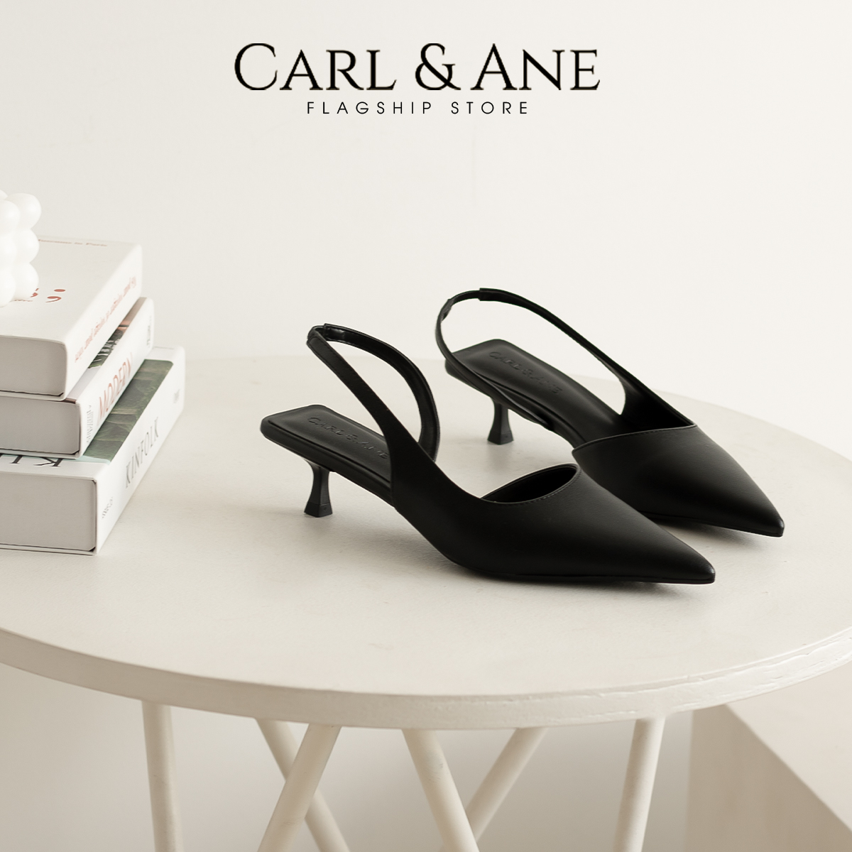 Carl &amp; Ane - Giày cao gót nữ dáng Slingback mũi nhọn phong cách thanh lịch - CL037