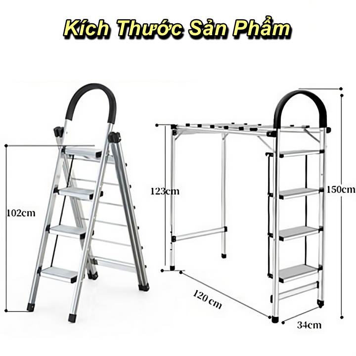 Giàn Phơi Quần Áo và Thang Drying Ladder Hợp Kim Nhôm cao cấp - Home and Garden