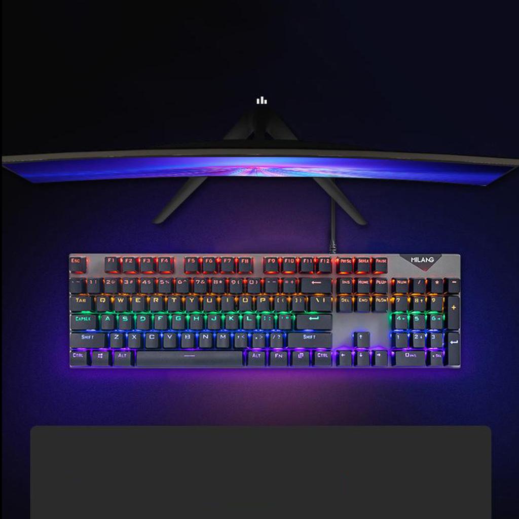 USB Wired Gaming Mechanical Keyboard 104 Key,Multi Color RGB Illuminated LED Backlit