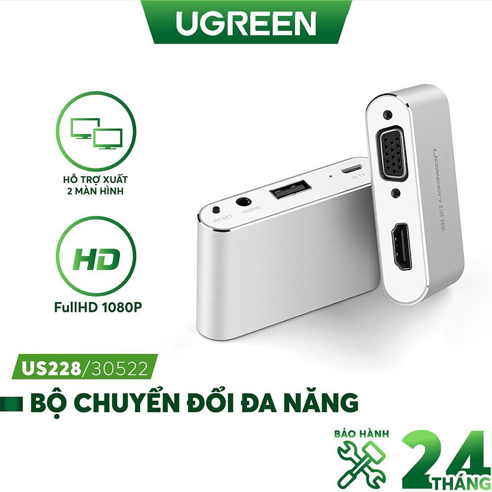 Bộ chuyển đổi đa năng UGREEN US228 Lightning, Micro USB, Type-C sang HDMI và VGA- Hàng chính hãng