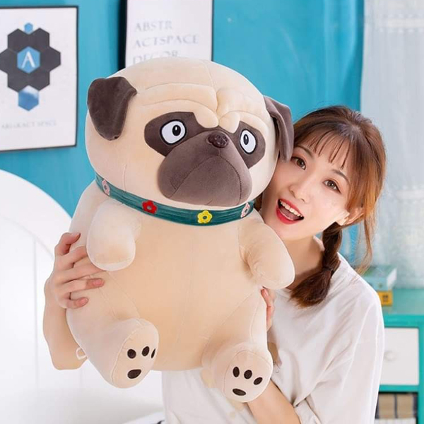 Gấu Bông Chó Bulldog Ngồi (55 Cm) Gb179 (Tặng 1 Móc Khóa Dây Da Pu Đính Đá Lấp Lánh)