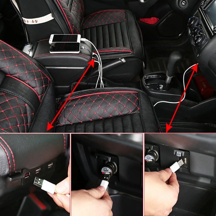 Hộp tỳ tay ô tô cao cấp Hyundai i10 tích hợp 6 cổng USB