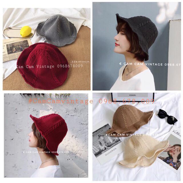 Mũ bucket nam nữ, nón bucket trơn vintage dệt kim unisex cao cấp len lỗ mềm TIỂU THƯ GẤP GỌN DU LỊCH