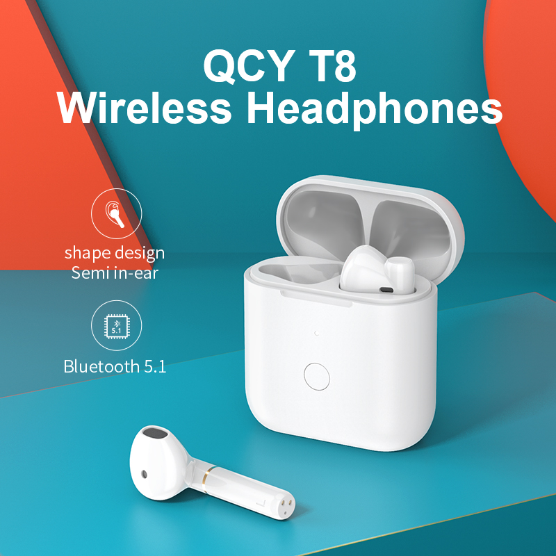 Xiaomi QCY T8 Tai nghe Bluetooth bán trong tai Không dây TWS Kết nối kép Tai nghe Hall Tai nghe từ tính với Tai nghe micrô