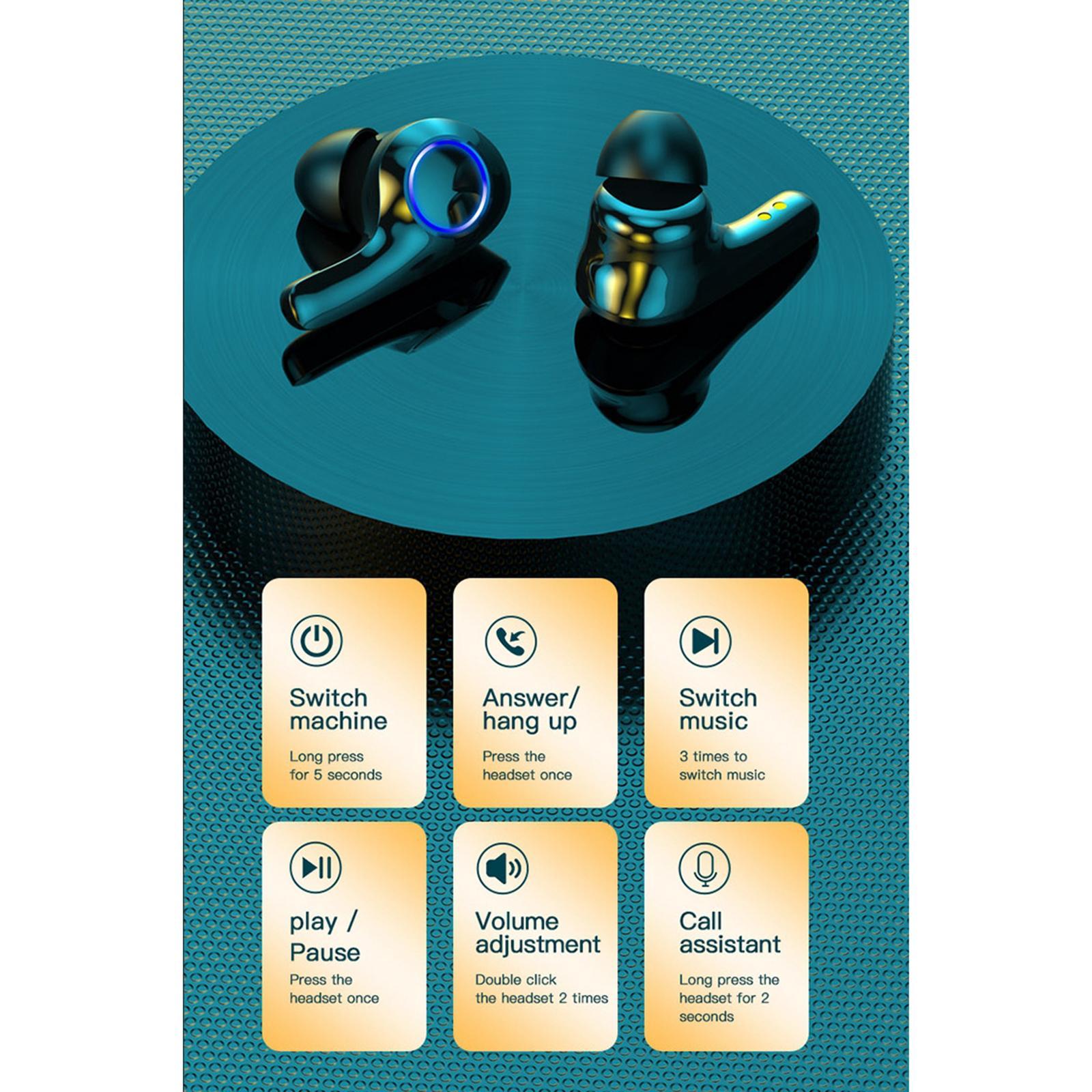 Sports Waterproof Bluetooth Earphones Headsets Charging Box - Black