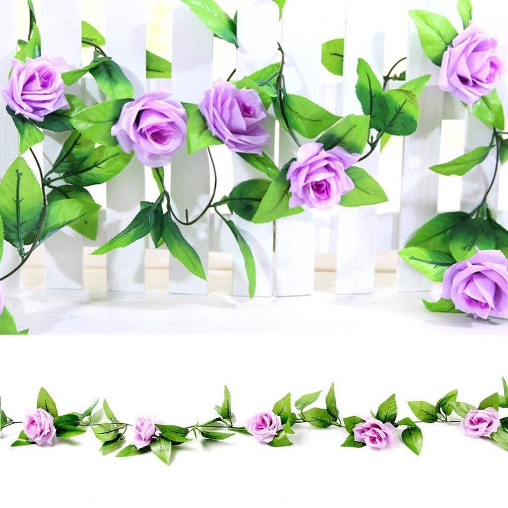 Hoa giả, dây hoa hồng leo cao cấp 2m3 trang trí tường, rào, ban công mềm mại tự nhiên JA-10